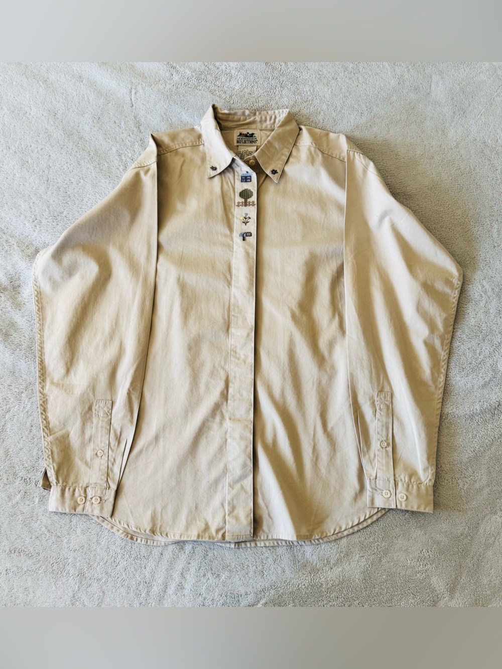 Northern Reflections button down embroidered gardening floral top Large